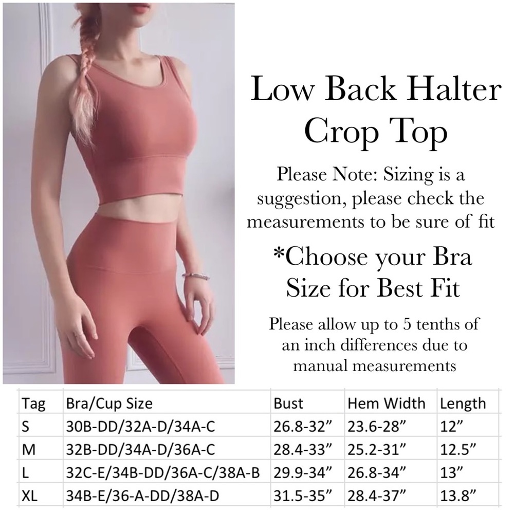 Dusty Rose Yoga Sport Halter Low Back Crop Top - Picture 16 of 16